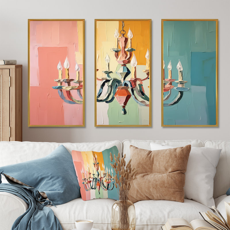 Lustre baroque Brilliance - lustre, art mural, Cadre flottant doré, H 28 po x l 36 po x P 1 po