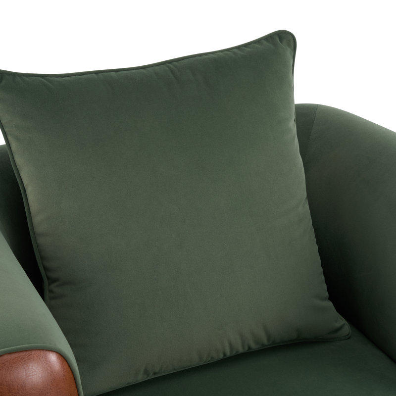 Chaise d'appoint rembourrée en velours avec accoudoirs et coussin ronds, Sauge, 2