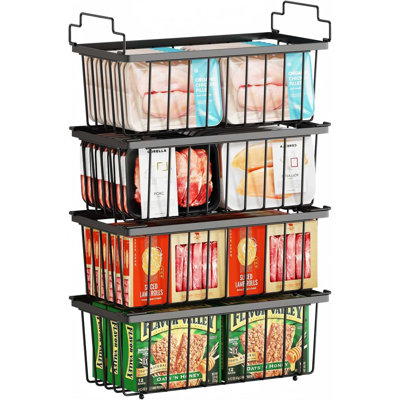 4 Pack Freezer Organizer Binssuitable For 5-7 Cu.Ft Chest Freezer Sort,Black