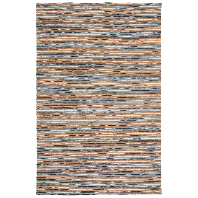 Cocci Striped Hand-Loomed Natural/Gray Area Rug, Rectangle 6' x 9'