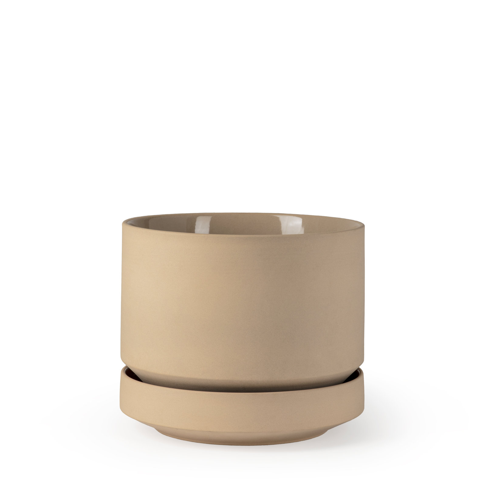 Byer 10" Ceramic Pot Planter, Oatmeal, 6" H x 7" W x 7" D