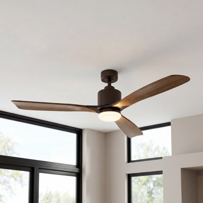 52-inch Oil Rubbed Bronze Ceiling Fan with Reversible Walnut/Oil Brushed Bronze Blades