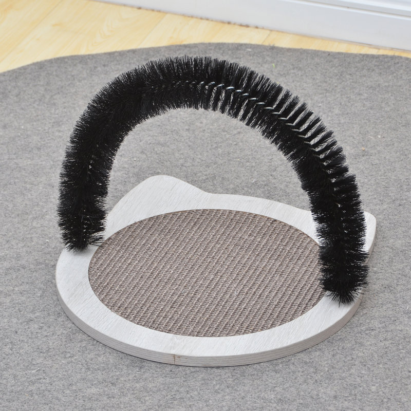 PetPals 19" Brown Wood Cat House with Scratcher