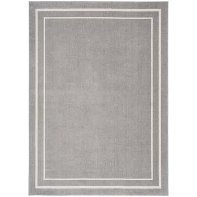 Aseneth Abstract Machine Woven Chenille Indoor/Outdoor Area Rug in Gray