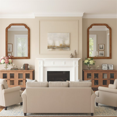 20" x 30" Rounded Corner Flat Wall Mirror Wood Frame Decorative Mirror Accent Mirror for Bedroom Living Room Entryway