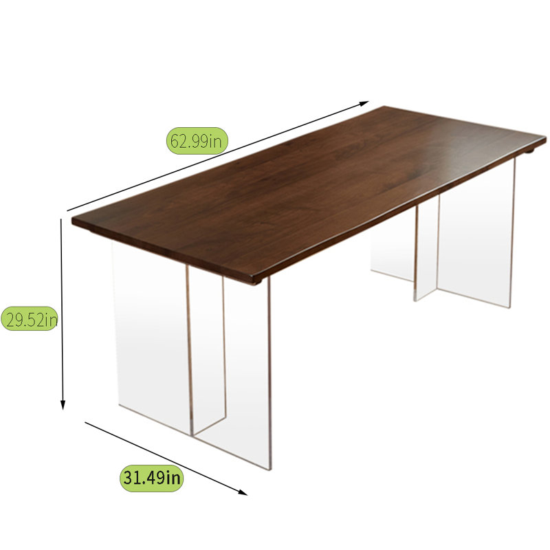 Lorelie Walnut Solid Wood Dining Table, 31.49" W x 62.99" L