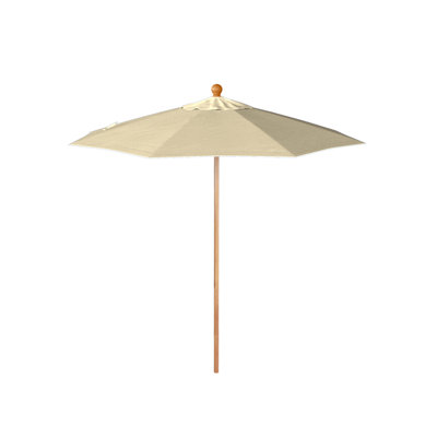 Parasol en bois de teck 7,5 pi avec nervures en fibre de verre et poussoir beige Pacifica