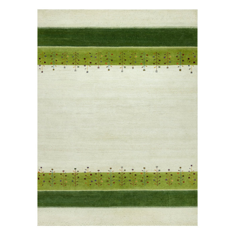 Bunice One-of-a-Kind Rectangle 8'10" X 12' New Age Wool Area Rug Ivory