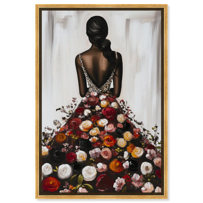 Girl Wearing Garden Grace II Canvas Ebony Portrait Art by Art Remedy