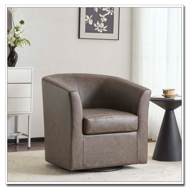 Fauteuil d'appoint pivotant en similicuir, Marron foncé