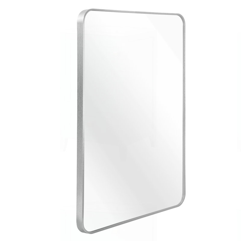 30X40 Inch Metal Framed Rectangular Rectangular Bathrrom Mirror, Silver, 40" x 30"