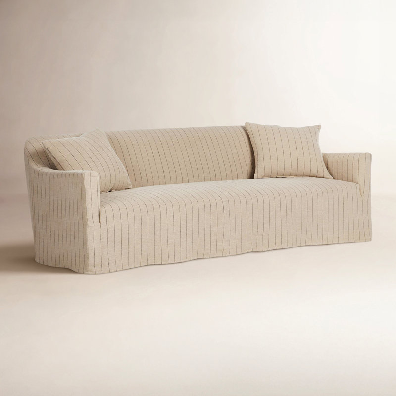Lowell Slipcover Sofa, Cream Striped