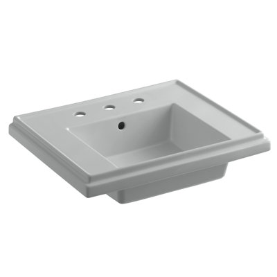Tresham Ceramic 24" Pedestal Bathroom Sink with Overflow