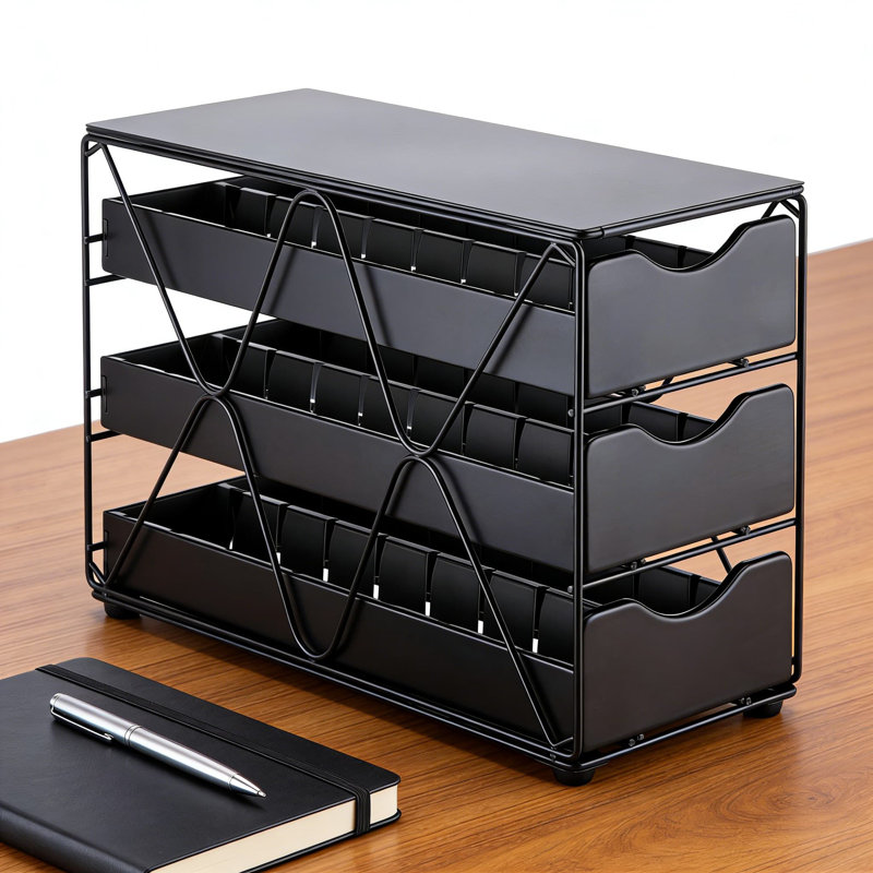 Porte-dosette et organisateur Nespresso Vertuo avec tiroir à 3 niveaux, peut contenir 60 capsules de café, structure en métal peu encombrante pour le comptoir