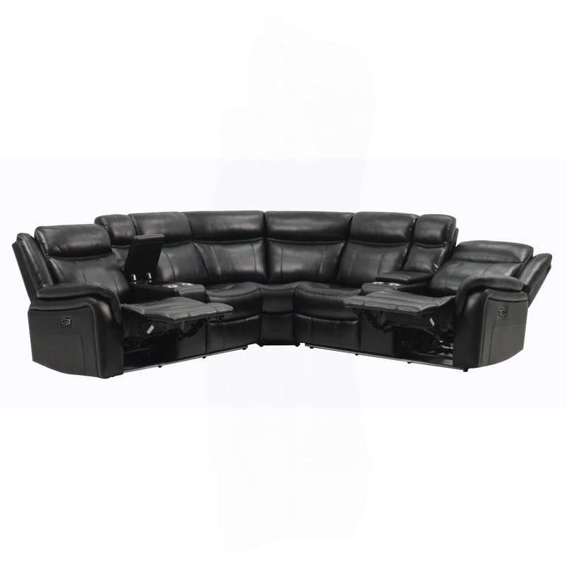 BLACK LEATHER SECTIONAL