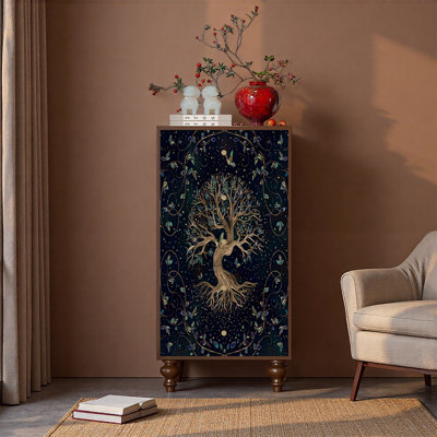 Armoire décorative à cinq tiroirs en bois de frêne