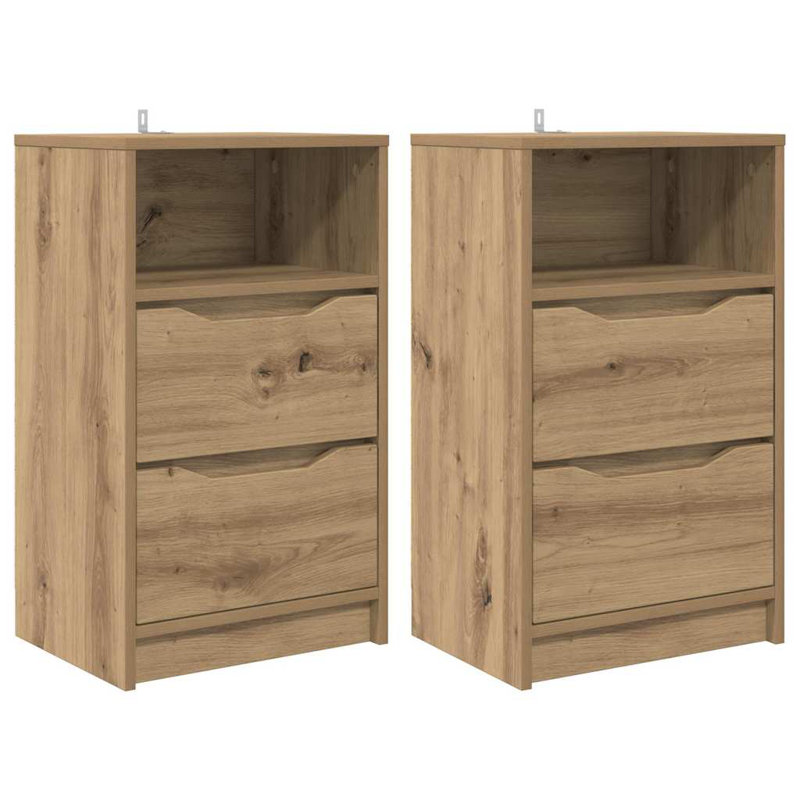 40 cm W Bedside Table, Artisan Oak