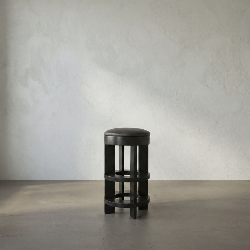 Berlin Upholstered Stool with Solid Wood Frame, Bar Stool