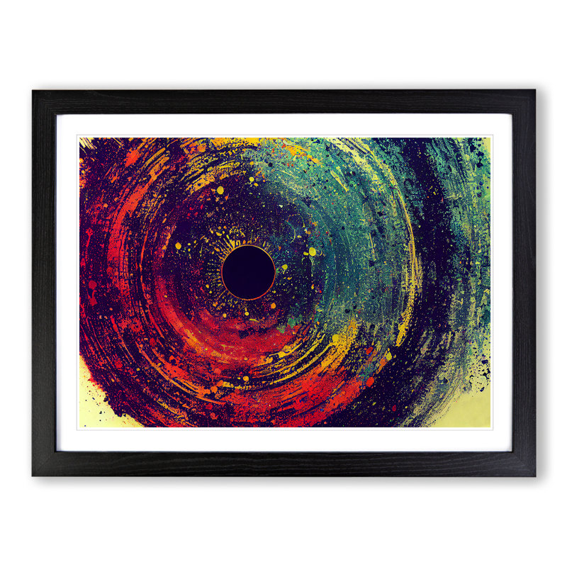 Vinyl Record Abstract Painting Vol.2 - Framed Print, Black, 46cm H x 64cm W x 2cm D