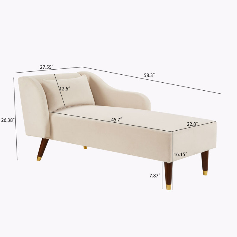 Banc rembourré en velours, Beige