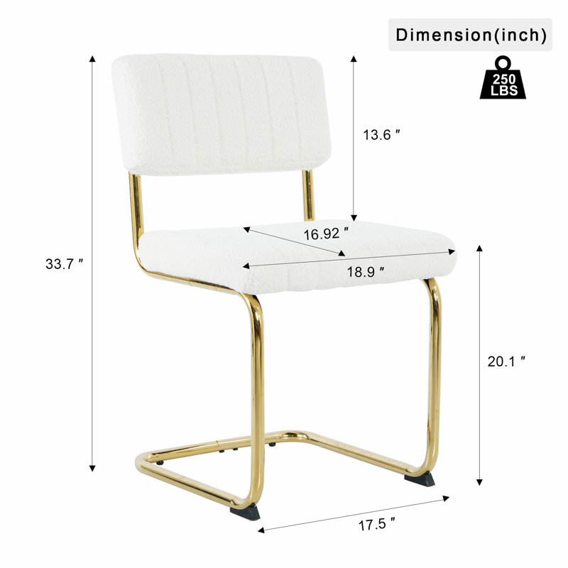 Upholstered Counter Stool with Steel Frame, Or, Blanc