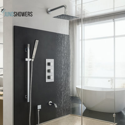 Système de douche mural 8 pouces avec pomme de douche et robinet thermostatique