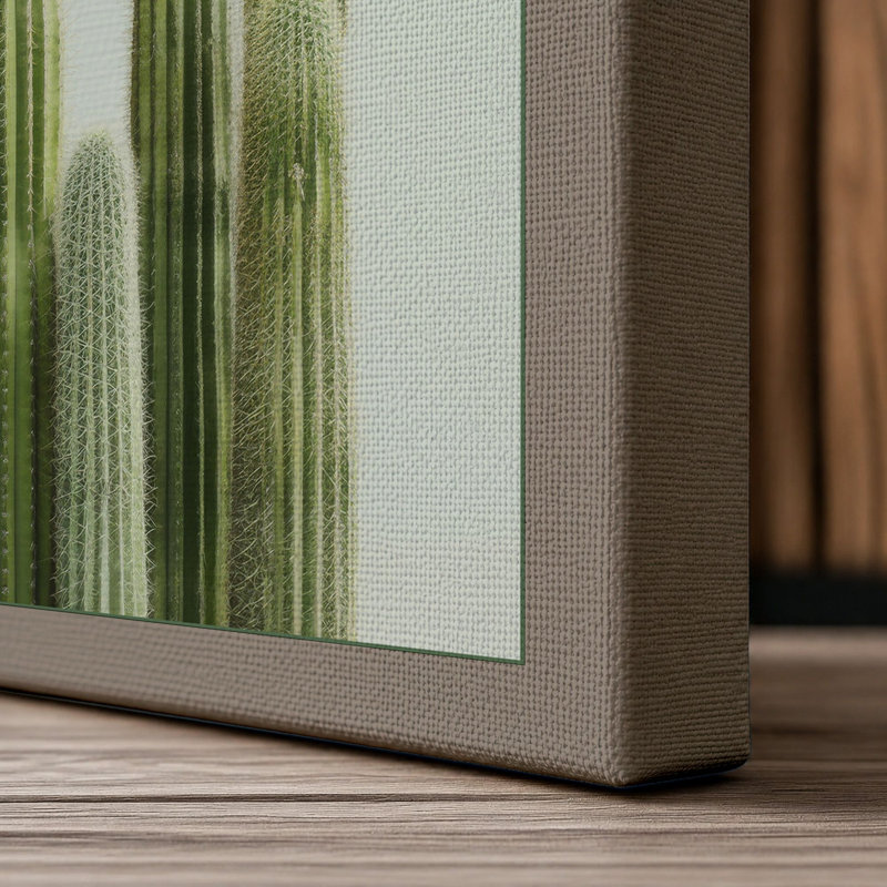 Columnar Cacti Study Botanical - Wrapped Canvas, 18x12 - 45.7 x 30.5 cm, Taupe Border