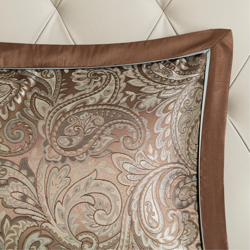 Ensemble d'édredon luxueux 12 pièces avec draps en coton brun pour très grand lit, Brun