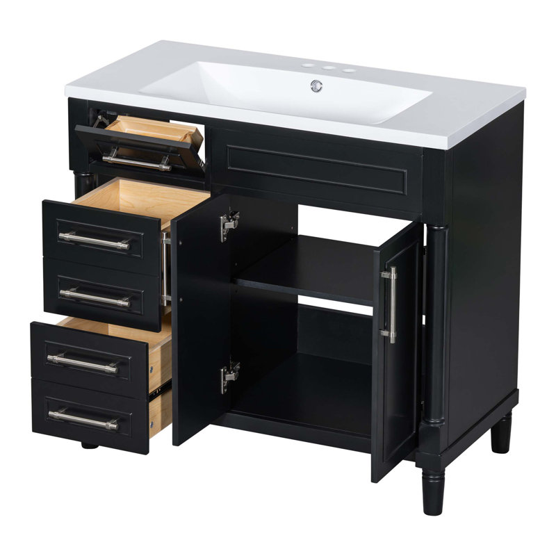 Meuble-lavabo simple 36 po avec plateau en résine Tayveon