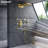 Wall Mounted Waterfall & Rain Shower Head Brushed Gold Shower Faucet Set, Rough-In Thermostatic Valve Included