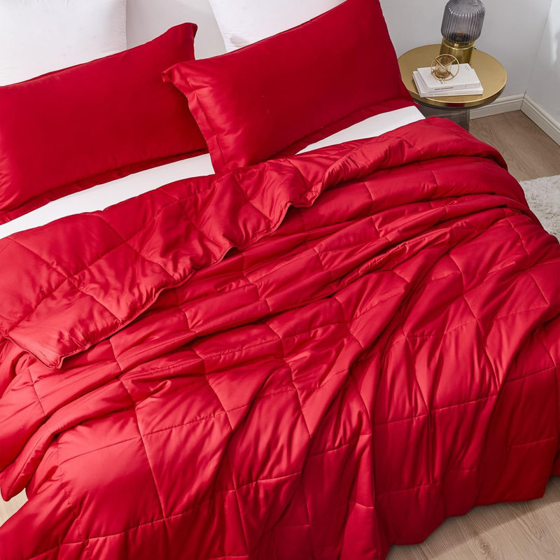 Menopleasing - Coma Inducer Oversized Cooling Comforter Set - Barbados Cherry, King Comforter + 2 King Shams