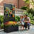 Metal Planter Box with Trellis with Wheels-1570915214