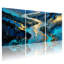 «Abstract Blue Gold River Landscape», ensemble de 3 reproductions d'art sur toile-835983342