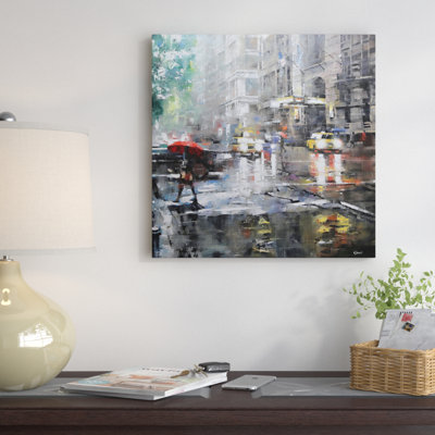 «Manhattan Red Umbrella» par Mark Lague, reproduction sur toile tendue