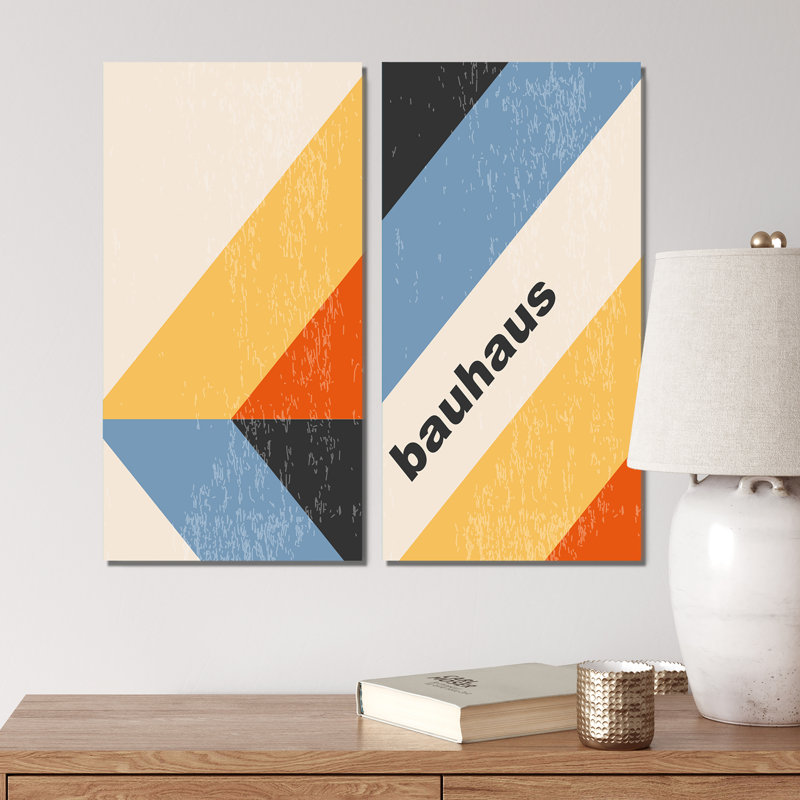 Minimal 20S Bauhaus Geometric IV - Ensemble de 2 peintures, Toile tendue, H 20 po x l 24 po x P 1 po