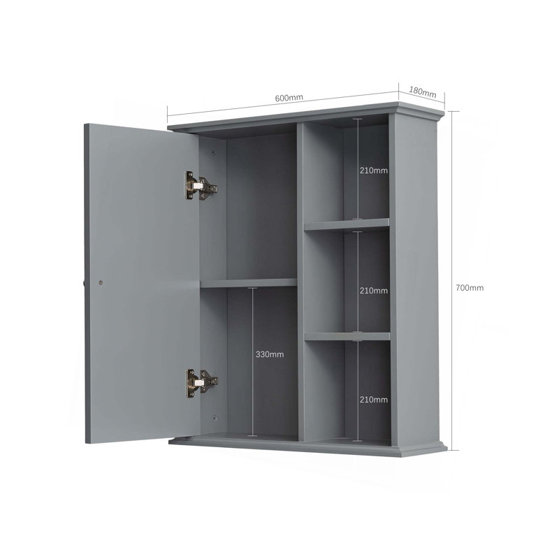 Armoire murale de salle de bain 23,6 po, Gris