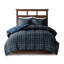 Ensemble d'édredon très grand avec motif écossais bleu marine