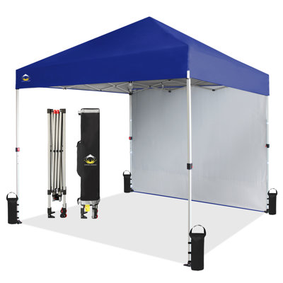 8 Ft. W x 8 Ft. D Pop Up Canopy Instant Tent with 1 Removable Sidewall