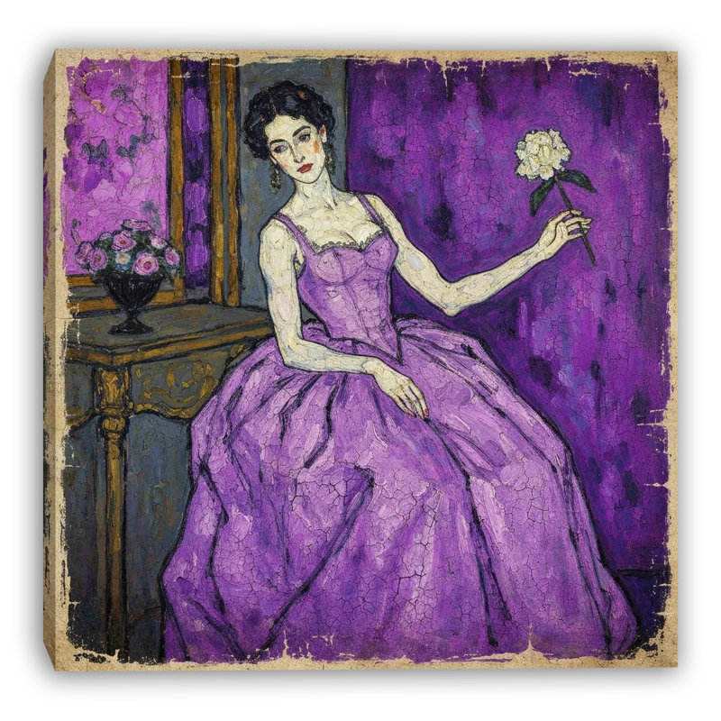 Art mural sur toile violet, L 30 po x H 30 po x P 1,5 po