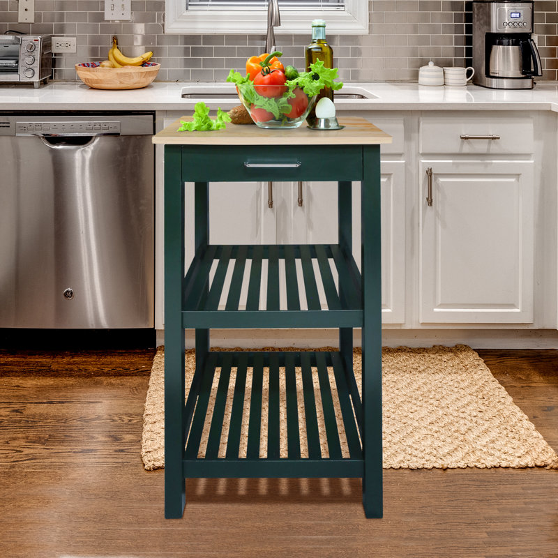 Table de préparation en bois massif de 40 po Herriott, Vert forêt, 36,5 po H x 23 po l x 20 po P