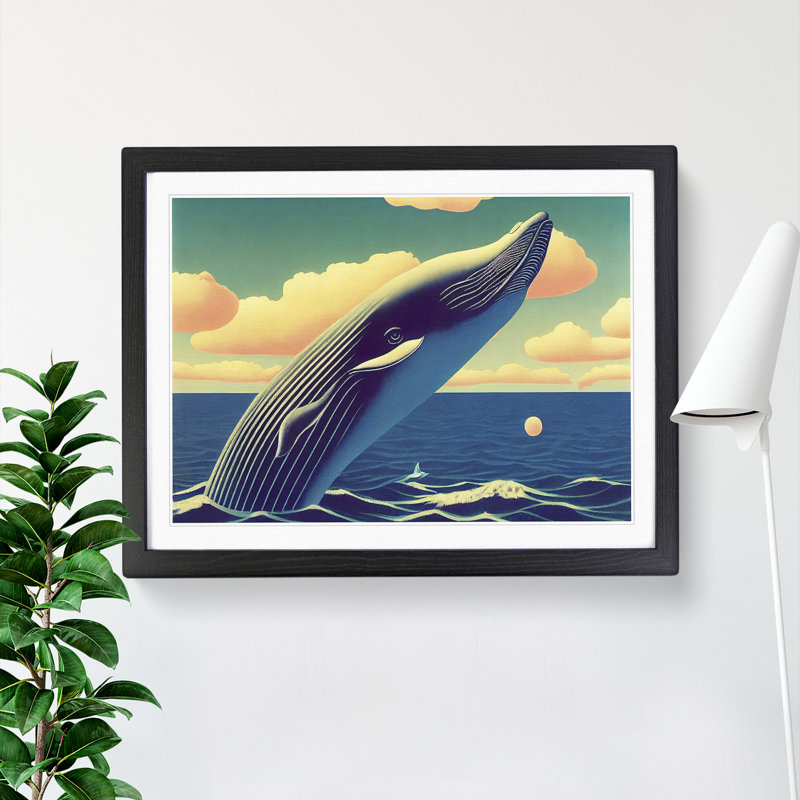 XH1022-10125X Whale Art Vol.3 - Single Picture Frame Print, Black Framed, 25cm H x 34cm W x 2cm D