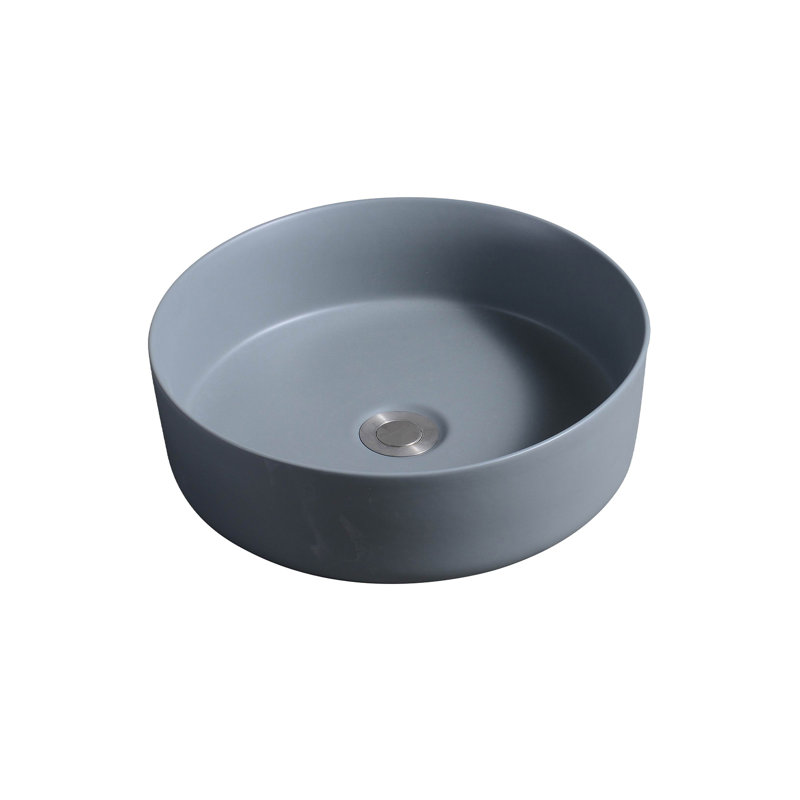 7844 Ceramic 35cm Vert Round Countertop Basin, Dark Grey