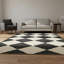 Tapis lavable à motif géométrique noir à carreaux crème-1604754506