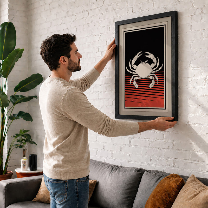 Crab Geometric - Framed Print, A4 - 29.7 x 21.0 cm, Unframed