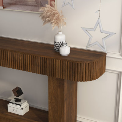 Console table, wooden rectangular sofa table behind the sofa, farmhouse entryway table