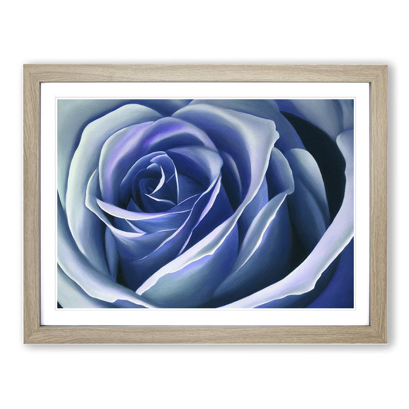 Dreamlike Rose Flower - Single Picture Frame Print, 25cm H x 34cm W, Oak