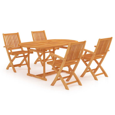 Halvard 4 - Person Teak Wood Patio Dining Set with Oval Table