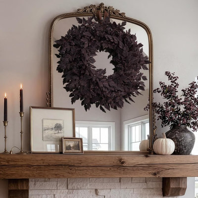 Couronne de feuilles de prunier d'automne 24 po - Cimicifuga rustique, récolte d'automne pour porte, mur et manteau de cheminée