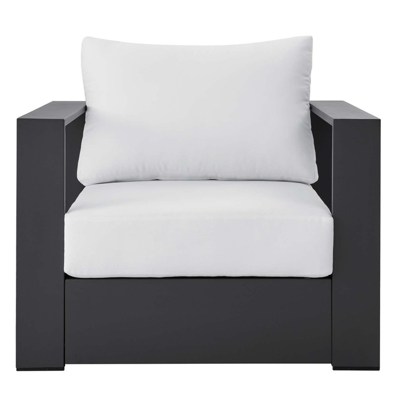 Tahoe 32'' Gray and White Powder-Coated Aluminum Outdoor Armchair