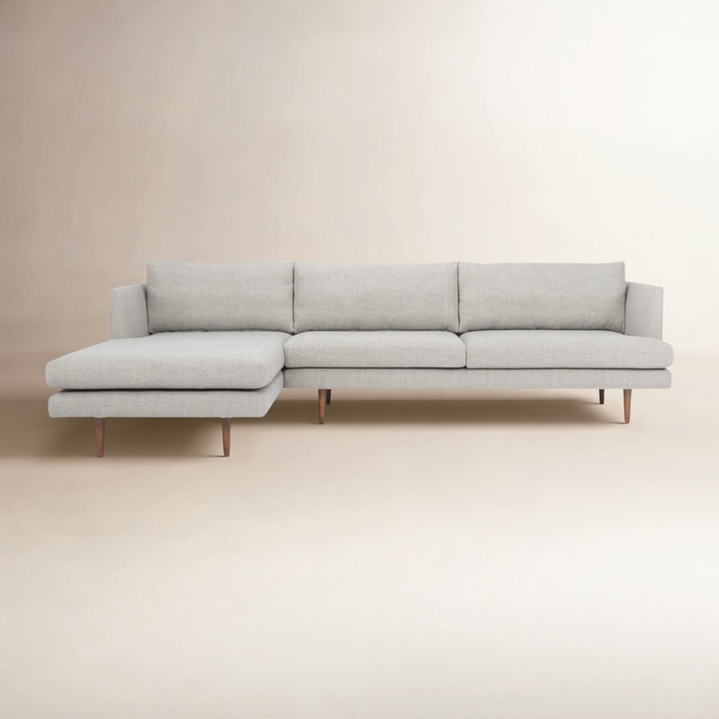 Miller Polyester Blend Sectional, Left Hand Facing, Light Gray Polyester Blend